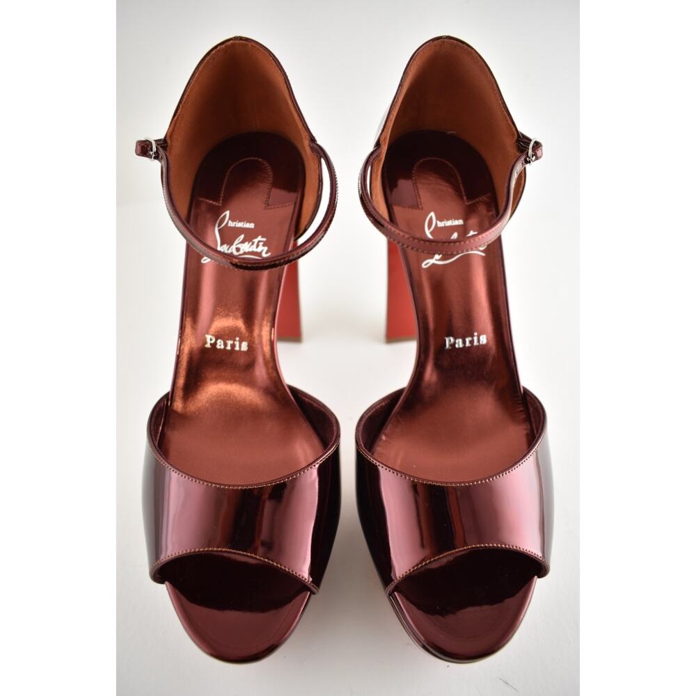 Christian Louboutin Sandaloo 130 Palio Red Platform Block Heel Sandal Pump 40 - Picture 7 of 16